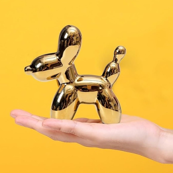 Gold ceramic Balloon Dog Sculpture small 4.5 inches - Picture 5 of 5